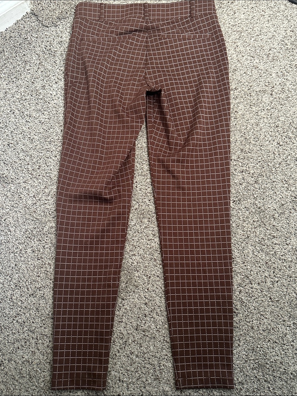 Betabrand Slim Fit Brown Grid pull on Pants size M long - Picture 5 of 7